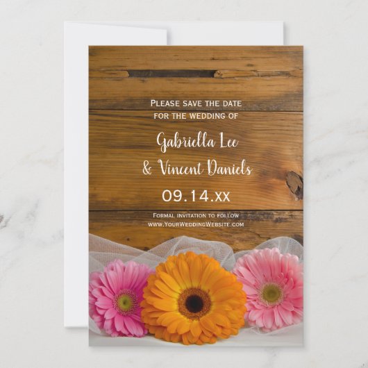 Rustikale Daisy Trio Barn Wedding retten das Datum Save The Date (Vorderseite)