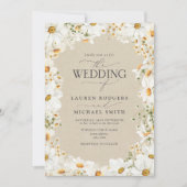 Rustikale Daisy Watercolor Blume Elegante Hochzeit Einladung (Vorderseite)