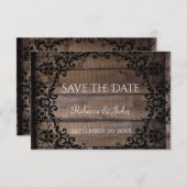 Rustikale Damask Floral Ankündigung Datum freihalt (Vorne/Hinten)