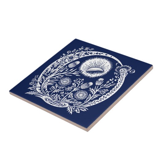 Rustikale Dandelion Moon Keramik Fliese (Seite)