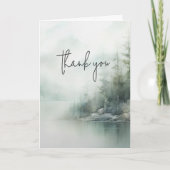 Rustikale Danke-Hochzeit am Bergsee Dankeskarte (Vorderseite)