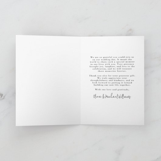 Rustikale Danke-Hochzeit am Bergsee Dankeskarte (Innenseite)