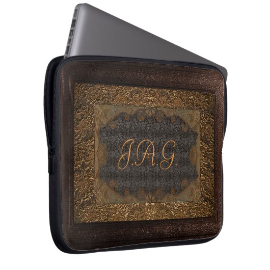 Rustikale Decken, Leder und Spitze Laptopschutzhülle (Vorne Rechts)