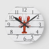 Rustikale Dekoration der Nautic Hummer Shiplap Runde Wanduhr (Vorderseite)