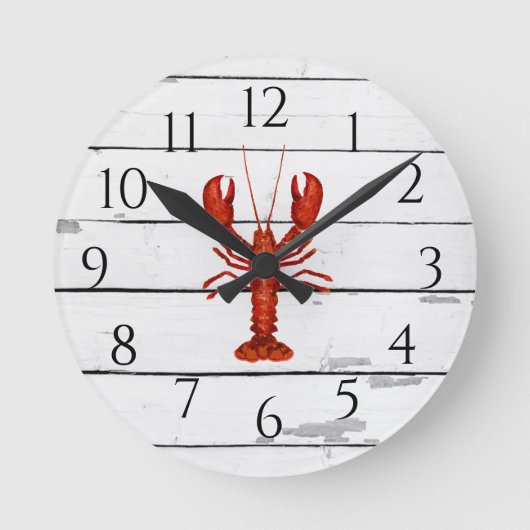 Rustikale Dekoration der Nautic Hummer Shiplap Runde Wanduhr (Vorderseite)