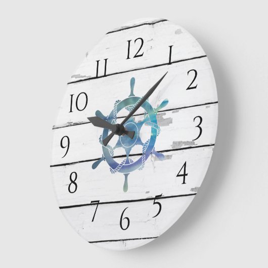 Rustikale Dekoration des Schiffes mit blauem Rad Große Wanduhr (Winkel)