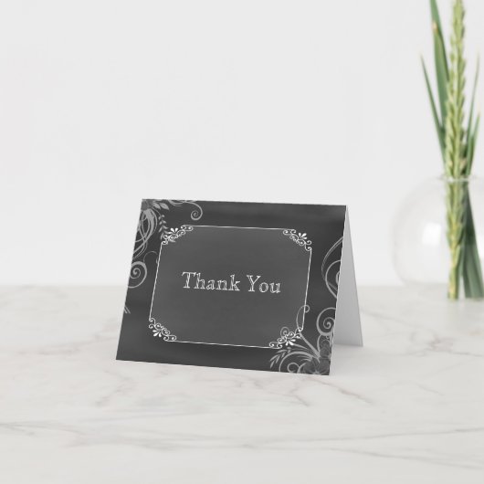 Rustikale dekorative Chalk Board Hochzeit Vielen D Dankeskarte (Vorderseite)