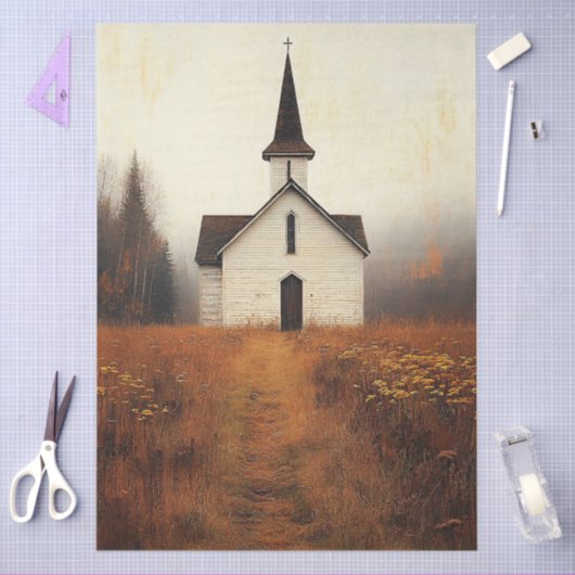 Rustikale Dekoupage der verzichteten Kirche Seidenpapier (Basteln)