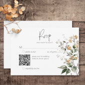 Rustikale Delicate Tan Fall Wildblume QR Code RSVP Karte