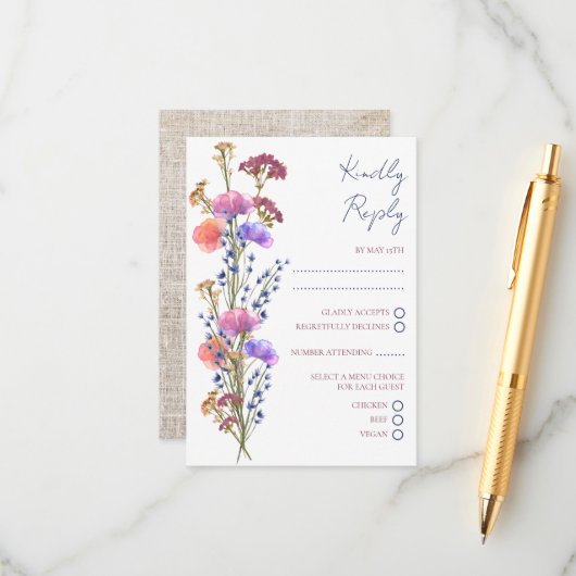 Rustikale Delikatesse Akryllische UAWG Wedding Begleitkarte (Vorderseite/Rückseite Beispiel)