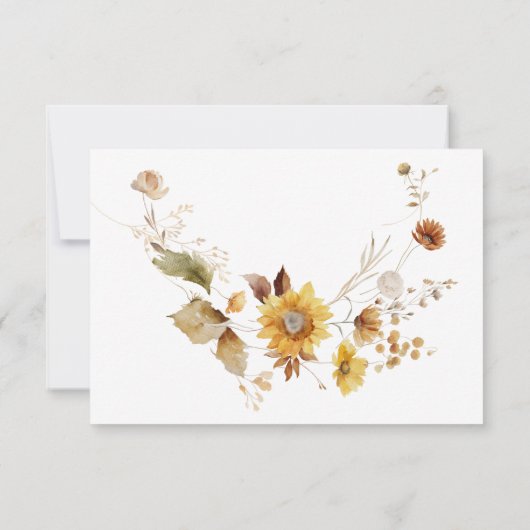 Rustikale Delikatesse Fall Blumenreath Hochzeitsst RSVP Karte (Rückseite)