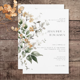 Rustikale Delikatesse Tan Fall Wildblumen Hochzeit Einladung