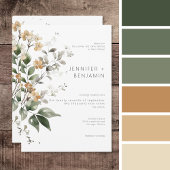 Rustikale Delikatesse Tan Fall Wildblumen Hochzeit Einladung