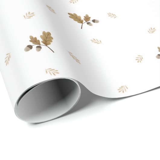 Rustikale Delikatesse Tan Playful Acorn Branch Ges Geschenkpapier (Rolleneckpunkt)