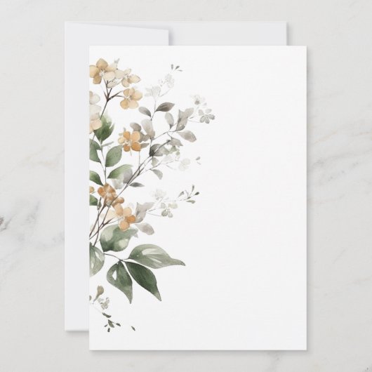 Rustikale Delikatessen Tan Fall Wildblumen Bridal Einladung (Rückseite)