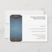 Rustikale Denim-, Lace & Leather Wedding RSVP Card Karte (Rückseite)