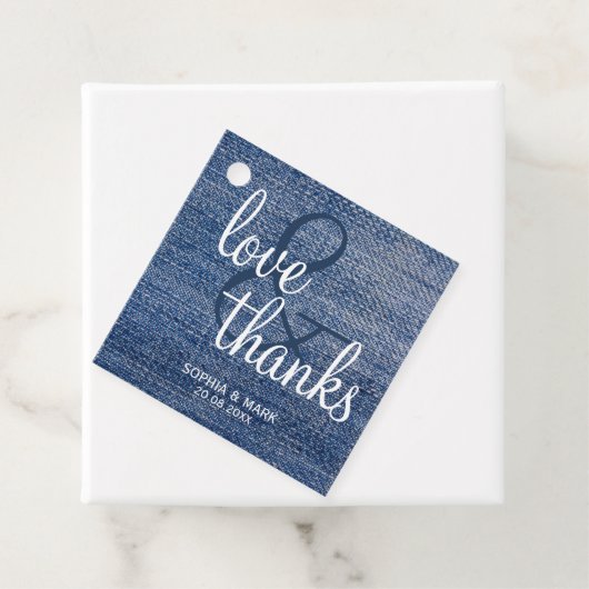 Rustikale Denim-Liebe dank Blue Country Wedding Geschenkanhänger (Beispiel)