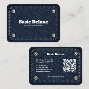 Rustikale Denim-Patch-Geschäftskarte Dunkelblaue Visitenkarte