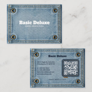 Rustikale Denim-Patch Visitenkarte   Dunkelblaue J