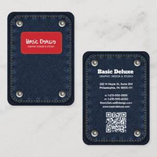 Rustikale Denim-Patch Visitenkarte Dunkelblaue J