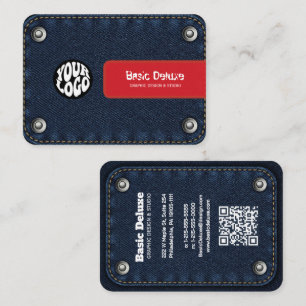 Rustikale Denim-Patch-Vizitkarte   Dunkelblaue Jea Visitenkarte