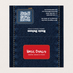 Rustikale Denim-Patch-Vizitkarte   Dunkelblaue Jea Visitenkarten