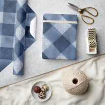 Rustikale Denimblaue Farm Karo verblasstes Karomus