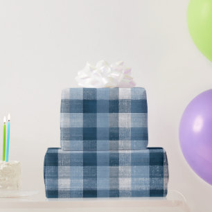 Rustikale Denimblaue Farm-Karo verblasstes Karomus Geschenkpapier