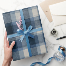 Rustikale Denimblaue Farm-Karo verblasstes Karomus Geschenkpapier