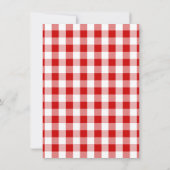 Rustikale Details Anfahrtswege Gingham Red White K Einladung (Rückseite)