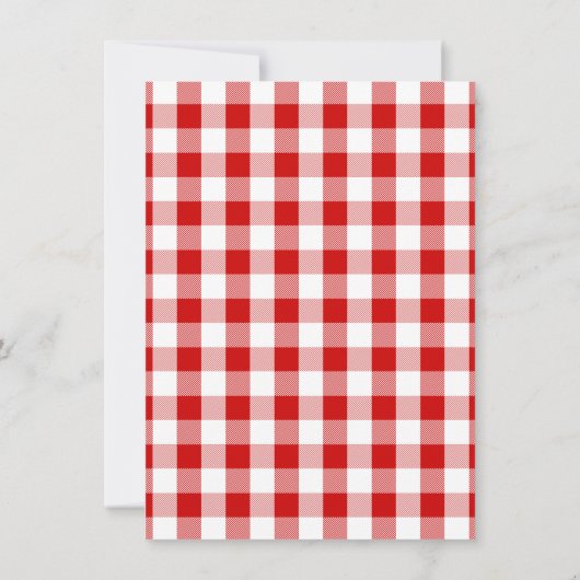 Rustikale Details Anfahrtswege Gingham Red White K Einladung (Rückseite)