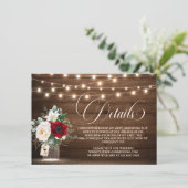 Rustikale Details zur Hochzeit von Holz und Holzst Begleitkarte (Stehend Vorderseite)