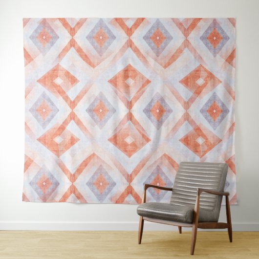 Rustikale Diamantgeometrie in Terracotta und Blau Wandteppich (Beispiel (Horizontal))