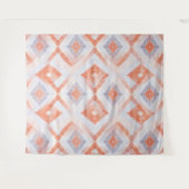 Rustikale Diamantgeometrie in Terracotta und Blau Wandteppich (Vorderseite (Horizontal))