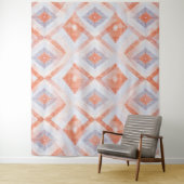 Rustikale Diamantgeometrie in Terracotta und Blau Wandteppich (Beispiel)
