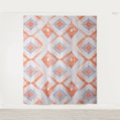 Rustikale Diamantgeometrie in Terracotta und Blau Wandteppich (Vorderseite)