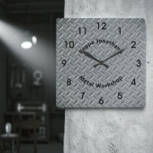 Rustikale Diamantplatten Imitate Metall Lug Muster Quadratische Wanduhr