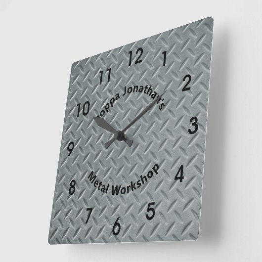 Rustikale Diamantplatten Imitate Metall Lug Muster Quadratische Wanduhr (Winkel)