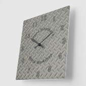 Rustikale Diamantplatten Imitate Metall Lug Muster Quadratische Wanduhr (Winkel)