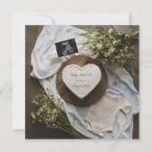 Rustikale, digital editierbare Schwangerschaftsank Einladung (Vorderseite)