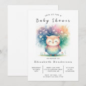 Rustikale Digital Owl Babydusche Einladung (Vorne/Hinten)