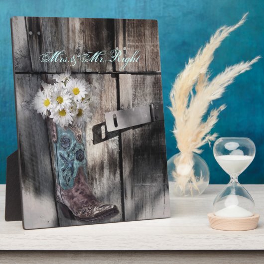 rustikale Disy Western Cowboy Hochzeit Fotoplatte (Seite)