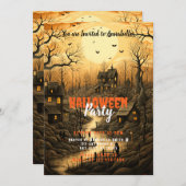 Rustikale Dorfboote, die das Halloween-Party der S Einladung (Vorne/Hinten)