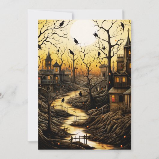 Rustikale Dorfboote, die das Halloween-Party der S Einladung (Rückseite)