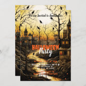 Rustikale Dorfboote, die das Halloween-Party der S Einladung (Vorne/Hinten)