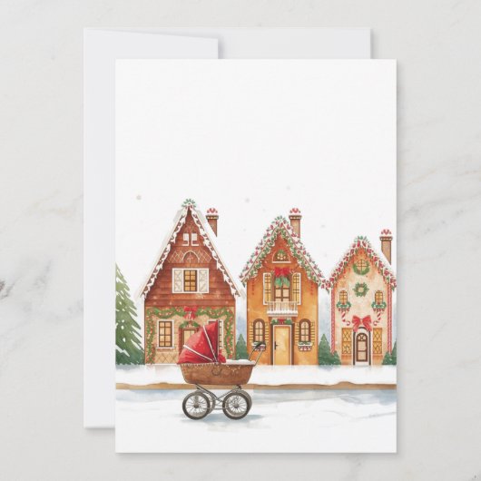 Rustikale Dorfhäuser Winterkindusche Einladung (Rückseite)