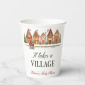 Rustikale Dorfhäuser Winterkindusche Pappbecher (Rückseite)