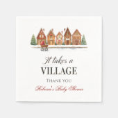 Rustikale Dorfhäuser Winterkindusche Serviette (Vorderseite)