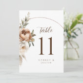 Rustikale Dread Floral Pampas Hochzeit Tischnummer (Stehend Vorderseite)