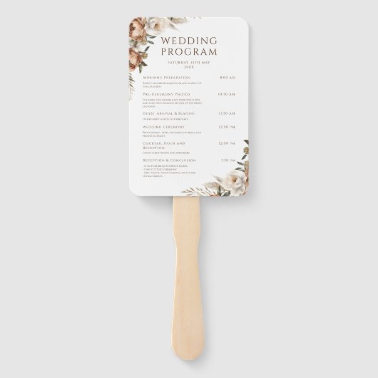 Rustikale Dread Floral Pampas Hochzeitsprogramme Fächer (Rückseite)